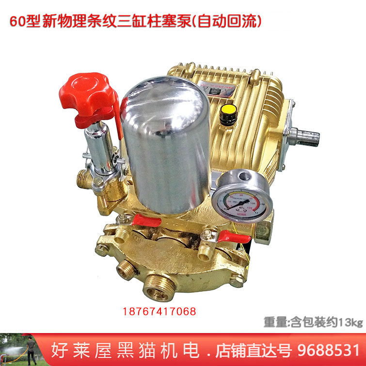 60型三缸柱塞泵进水带回水自动回流 农用喷雾器 园林打药机