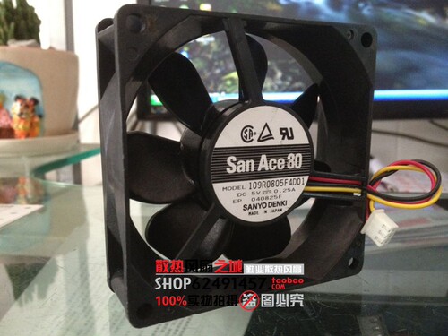 三洋SANYO 8025 5V 0.25A 109R0805F4D01 8CM双滚珠散热风扇