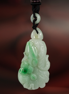 钰达翡翠白菜项坠 遇百财挂件玉白菜挂件A货翡翠吊坠 玉挂坠br8