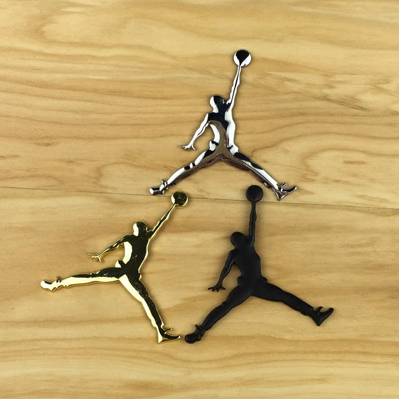 9.9包邮 jordan乔丹AJ标志3d立体金属飞人汽车贴纸装饰用品车贴