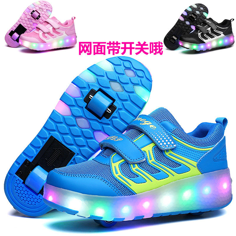 儿童暴走鞋单轮闪灯超轻双轮男童女童爆走鞋成人带轮子轱辘鞋