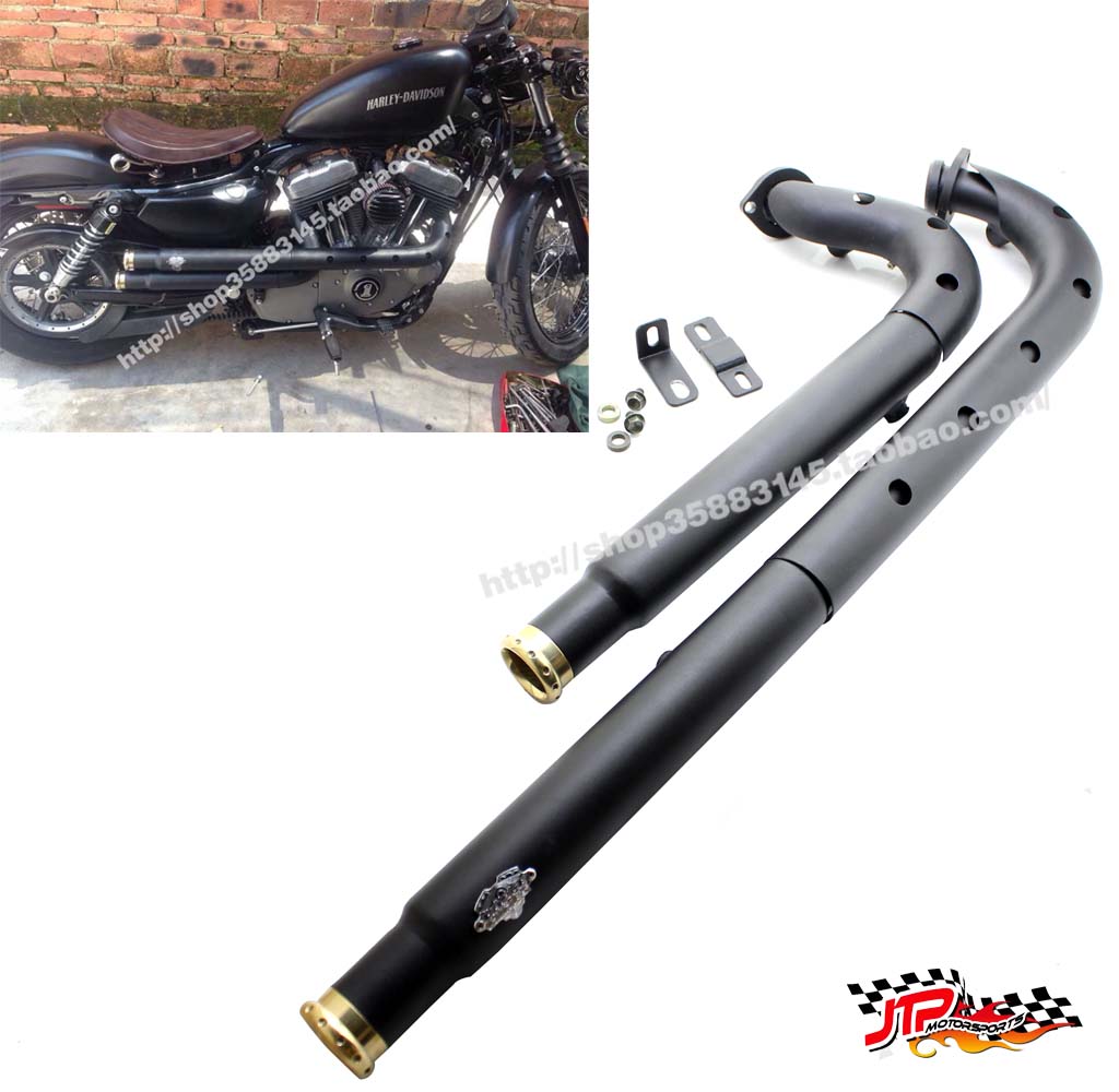 摩托车改装排气管 适用哈雷 VH排气 XL883 XL1200 X48 2出2排气