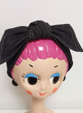 牛仔发带四季款黑色大蝴蝶结日本发箍PF24