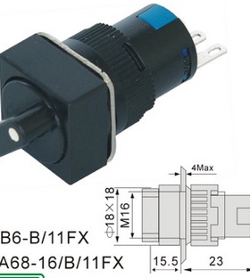 SB6(LA68 LAS1 LAY16)-B-11FX 16mm方形选择开关