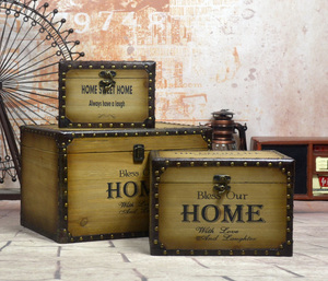 复古怀旧木箱子欧美风格收纳箱家居专卖店酒吧装饰道具箱大号