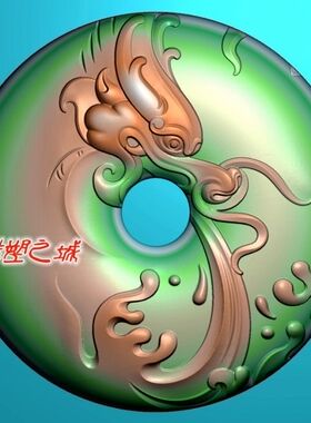 精雕图 灰度图 浮雕图 电脑雕刻图 龙吐水平安扣