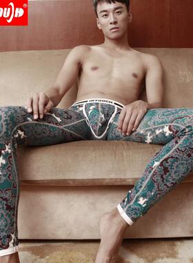 正品INTOUCH潮男士秋裤时尚花色中国风紧身低腰薄款保暖衬裤单件