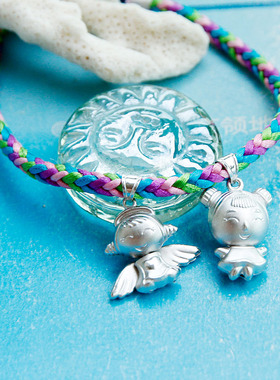 925银3D磨砂天使福星宝宝吊坠