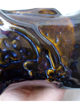 釉变 【 梅花枝干 】 笔筒 摆件 淄博 美陶 博山 老陶瓷 花卉