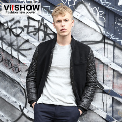 Viishow2015 spring men's jackets spliced slim casual tide men's single breasted coat jackets