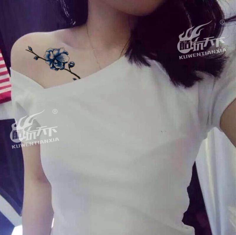 酷玩天下纹身贴 蓝色月夜梅花月身体彩妆