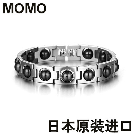 日本促进睡眠锗钛磁石MOMO抗疲劳能量手链防辐射纯锗钛手环高能量