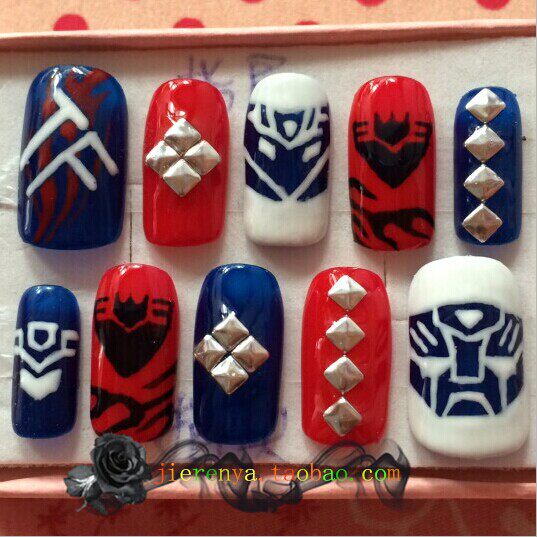 变形金刚定制甲片超炫酷光疗贴片手绘成品纯手工定做假指甲包邮