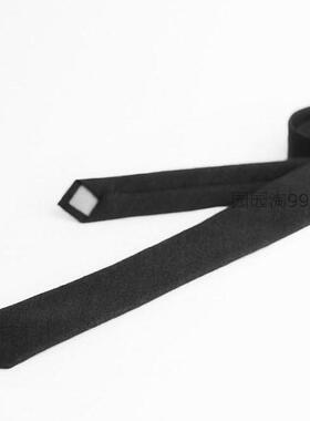 英式欧美经典日韩窄版休闲通勤纯色亚麻手工领带呔黑色男生女生