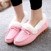 2015 new Korean version of the Candy-colored Beanie in winter snow shoes the lazy and comfortable flat sole shoes and wool-women shoes wave