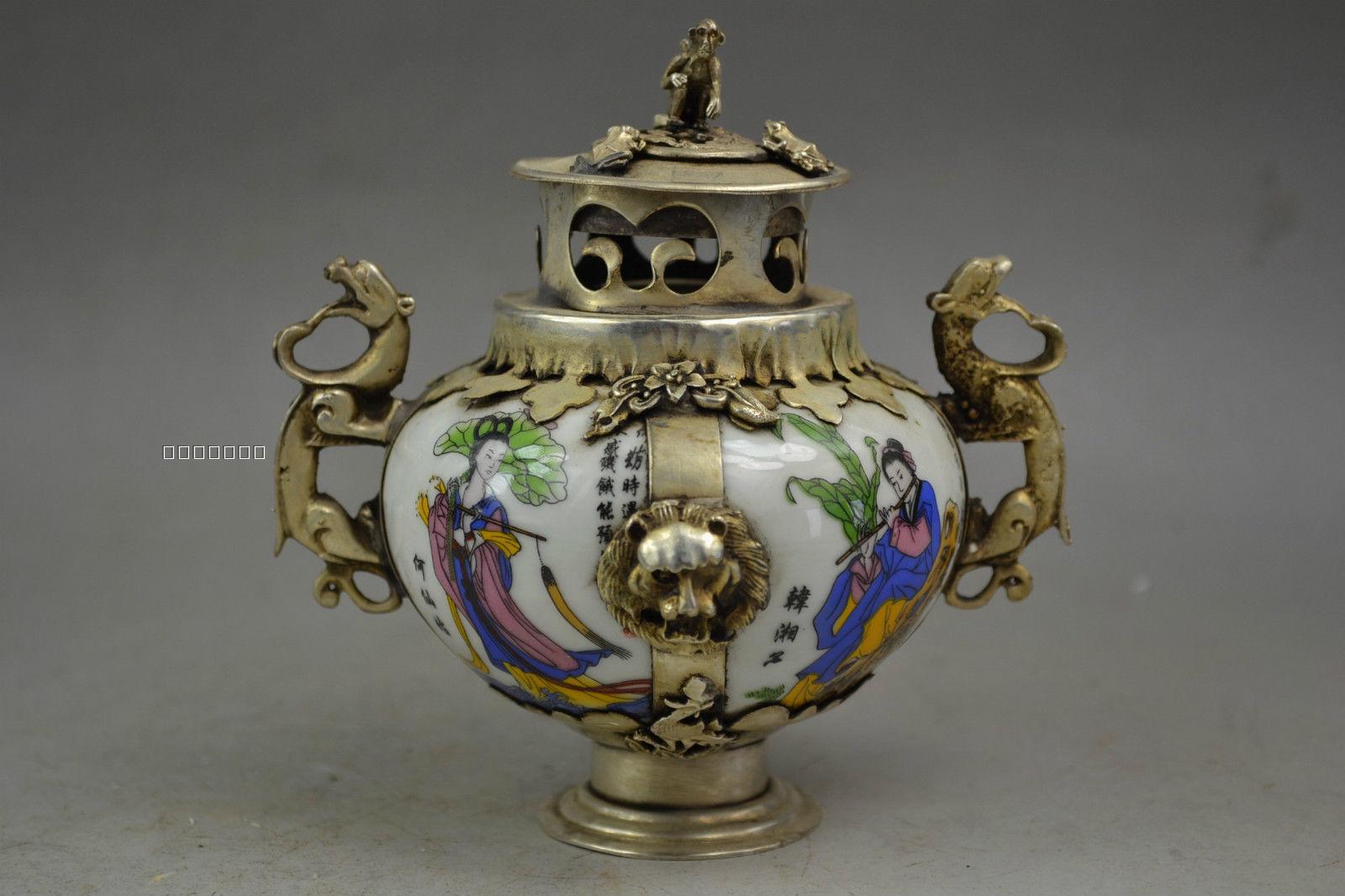 古玩杂项 仿古藏银陶瓷 瓷器 香炉家居装饰工艺品摆件收藏品礼品