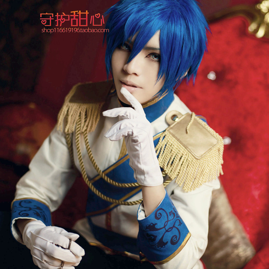 {甜心家}龙啼版v家大哥kaito/星座彼氏-水岛郁 蓝色cosplay假发