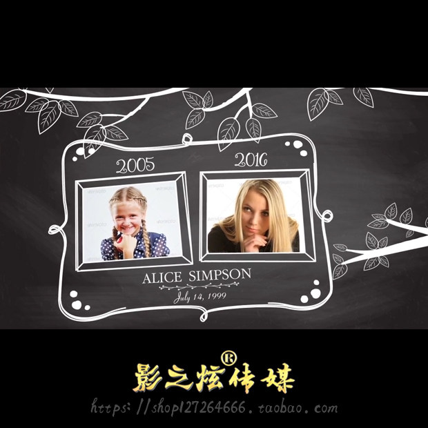 AE模板手绘卡通学校园介绍初高中毕业回忆电子相册文展示视频片头