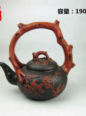 特价包邮超大容量紫砂茶壶 特大号提梁壶 梅开五福壶 仿古大茶壶