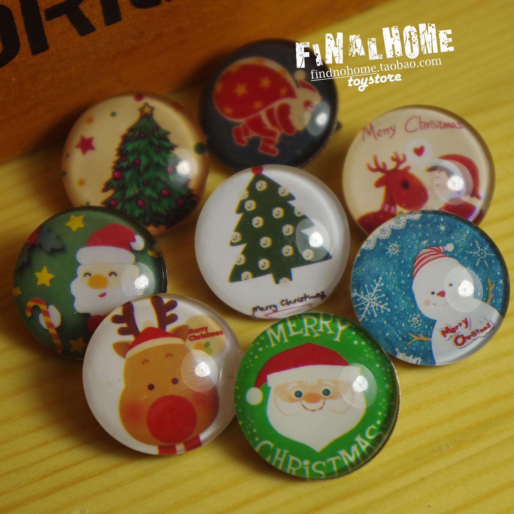 水晶玻璃圣诞老人礼物饰品徽章