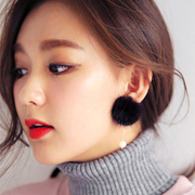 Korean fashion for fall/winter wild earrings cute fluffy balls faux Pearl tassels earring Korea trend women''s jewelry