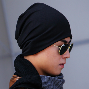 帽子无檐春秋冬天头巾帽子男韩版 潮套头帽包头帽睡帽 男士 薄款