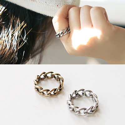 现货韩国Richbon正品女饰品欧美潮酷街拍金属麻花编织戒指指环