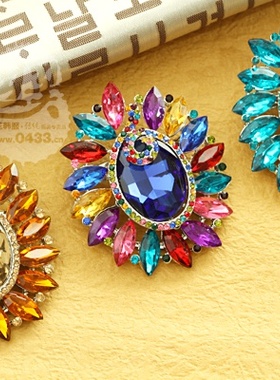 闪耀高档合金绿色亚克力胸针 婚礼胸花配饰/6 cm/H-P04041