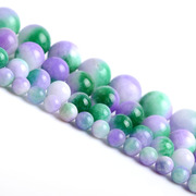 DIY handmade jewelry accessories round Pearl loose beads Crystal Violet semi-finished chalcedony Han jade green color jade