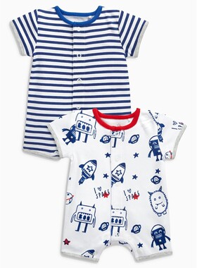 童装夏季蓝色短袖爬服哈衣