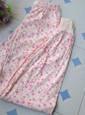 中老年女棉毛裤花色纯棉打底裤宽松女公分裤MM印花女内长裤好实惠