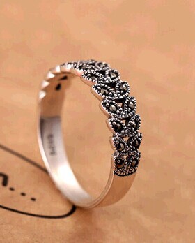 925纯银戒子 橄榄枝泰银戒指复古个性夸张对戒情侣戒情人生日礼物