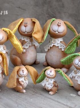 田园风复古做旧陶土动物家居装饰