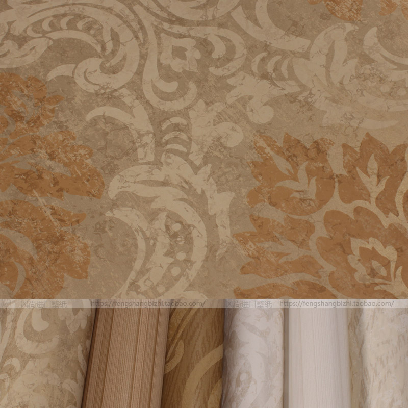 花团竖条纹ab版 客厅 墙纸 锡布鲁克 美国进口seabrook 纯纸壁纸