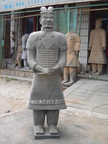 兵马俑工厂自营195cm青灰色将军俑家居酒店园林摆设出口商务礼品