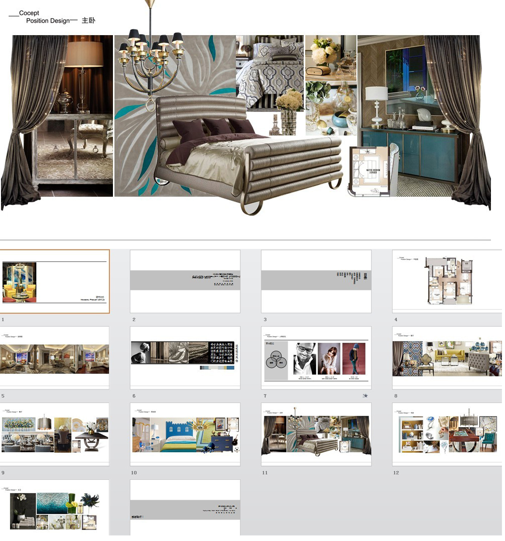 现代法式样板房软装概念方案PPT模板可编辑 无水印室内设计素材