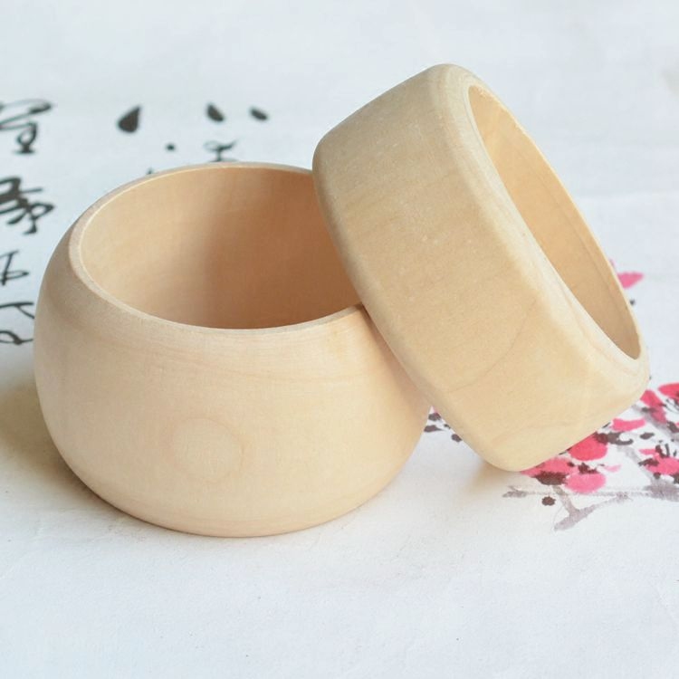 DIY饰品配件漆器漆艺漆画材料毛胚木胎手镯木质圈木环木头镯子宽