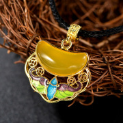 Thai silver cloisonne 925 natural yellow agate pendant fashion the new payments products