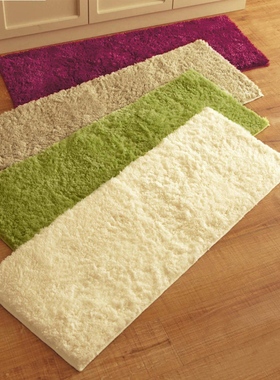 纯色毛绒长条吸水防滑地毯 进门厅地垫床边脚垫 厨房卧室地垫门垫