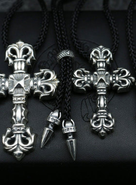 炫酷风纯银做旧挂件十字架吊坠