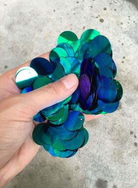 DIY材料编织包包吊片5mm-50mm圆形边孔孔雀绿色亮片 墨绿色亮片