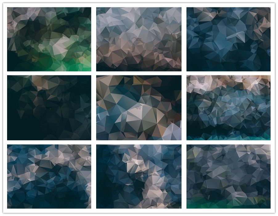 矢量设计素材 深色黑色蓝色LOW POLY低多边形几何马赛克底纹 EPS