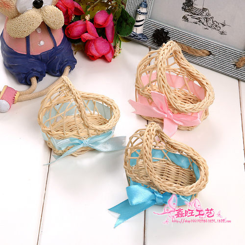 创意婚庆喜糖盒篮子藤条拍摄道具