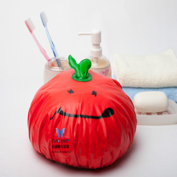 Genuine Taiwan cleo lovely Cartoon tomato three-dimensional pvc waterproof thickening adult children currency Shower capin the Family/Personal Cleaning Tools , Personal care cleaning appliances , Shower cap  category - from Buy2taobao.com to provide professional Taobao agent buy service