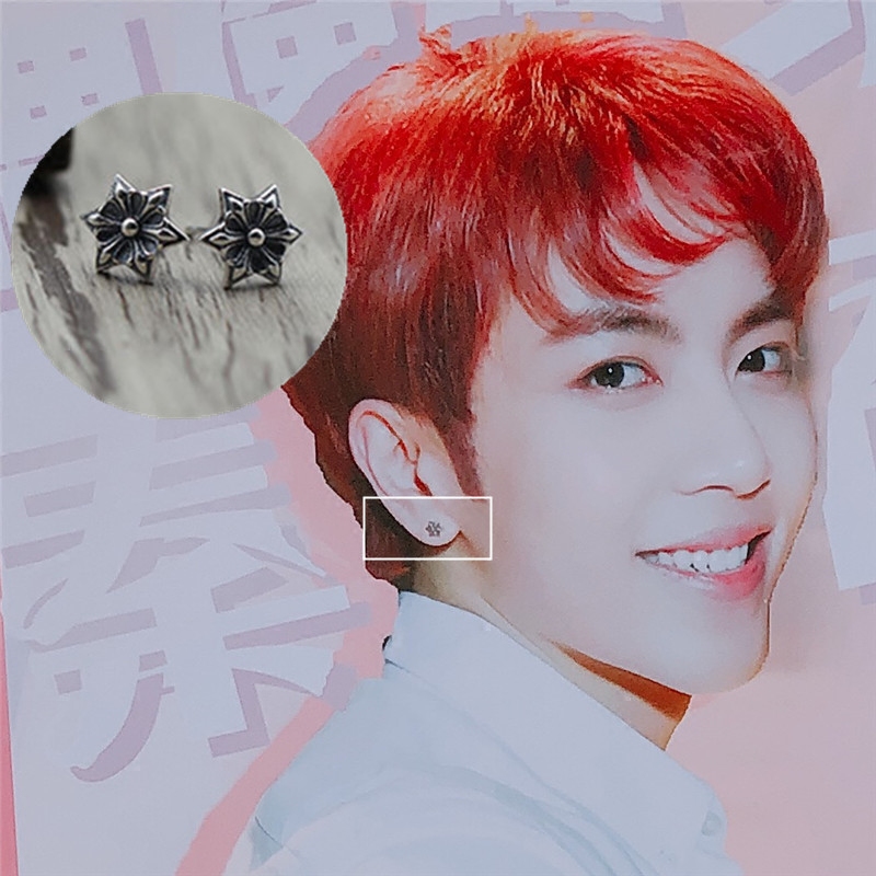 秦奋同款耳钉六角形银针