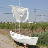 饰船拍摄道具木船白色帆船 饰木船帆船摆件景观装 欧式 木船两头尖装