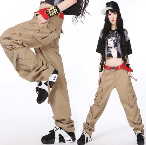 嘻哈hiphop街舞宽松多袋裤工装休闲女裤运动裤街头滑板潮流女裤 - 封面
