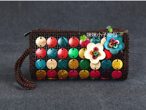 中年女包手提包复古包民族风椰壳包包女手机包母亲节送妈妈买菜包