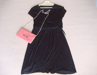 100%桑蚕丝时尚 欧美风收腰连衣裙 外贸原单B