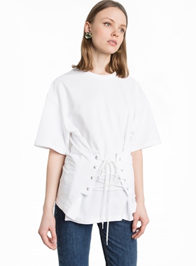 美国代购PIXIE MARKET潮店 A4腰绑带宽松T恤